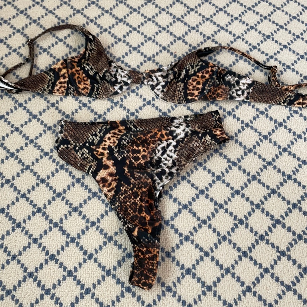 Snake print thong bikini from Missguided